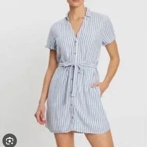 Abercrombie & Fitch Cotton/Linen Blend Striped Shirt Dress Size Medium